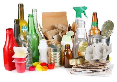 Mixed waste being sorted for recycling during a cleanup