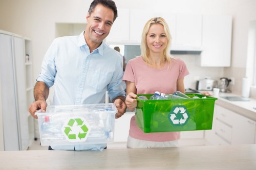 Collected household and commercial waste ready for disposal in London